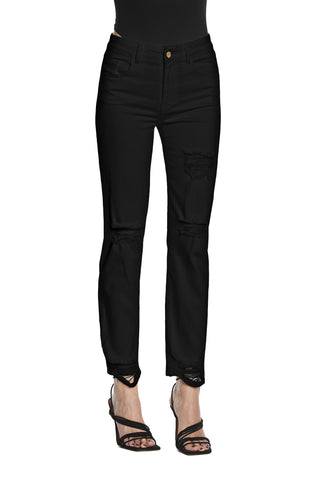 CINDY_1 medium waist 5 pocket trousers with cigarette fit bull tears