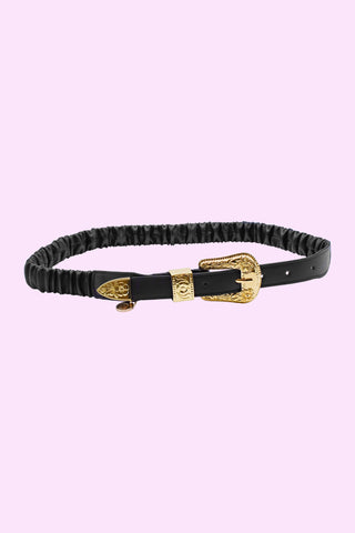 GENEVIEVE belt with curls and eco-leather western buckle