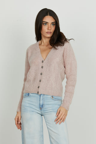 Cardigan SHERPPY manica lunga trecce bottoni gioiello