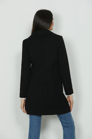 VERNA_A M/L Double Breasted Coat W/Pockets+Flaps With Buckle+Cloth Button