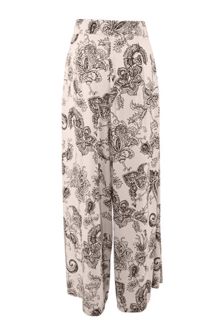 TIRIH wide paisley patterned trousers with pleats