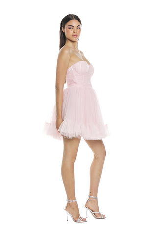 CRISCOLLA short bandeau dress with cups, plus boning, plus tulle smocking