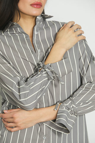 Camicia DELIA manica lunga con fettucce polsi righe