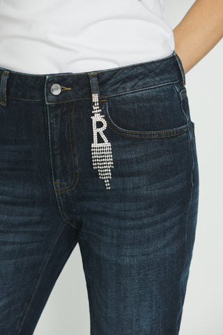 Panta CINDY_23 vita media 5 ts con pass.logo strass cigarette fit in blue denim