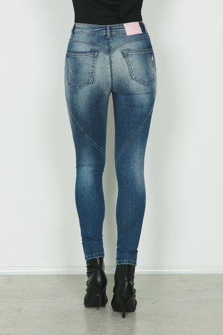 Panta NEW_NAOMI_20 vita alta con tagli push-up/slim fit in blue denim