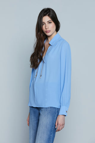 Blusa MARBELLA M/L Scollo V con Catena Logo