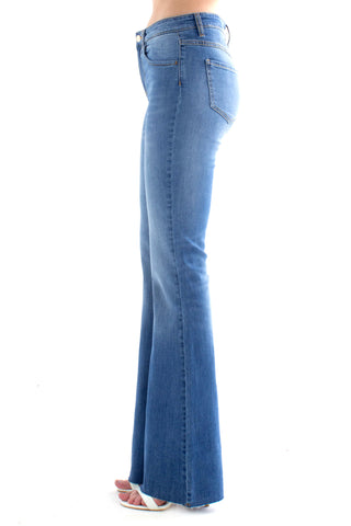 Jeans SCHIFFER_27 Vita Media con F.Do Sfrangiato 5 Ts Flaire Fit Denim