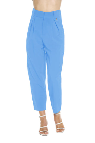 SETMU high-waisted capri trousers with pleats, belt loops and pockets