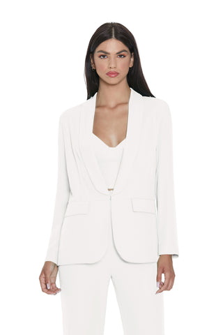MINA long-sleeved shawl collar jacket with hook and flaps