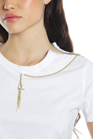 NIKKE half-sleeve t-shirt with zip and necklace with pendant