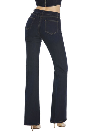 HARBADAM high-waisted 5-pocket trousers with blue denim flares