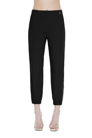 URAKO high-waisted trousers with French pockets plus satin band and elasticated bottom